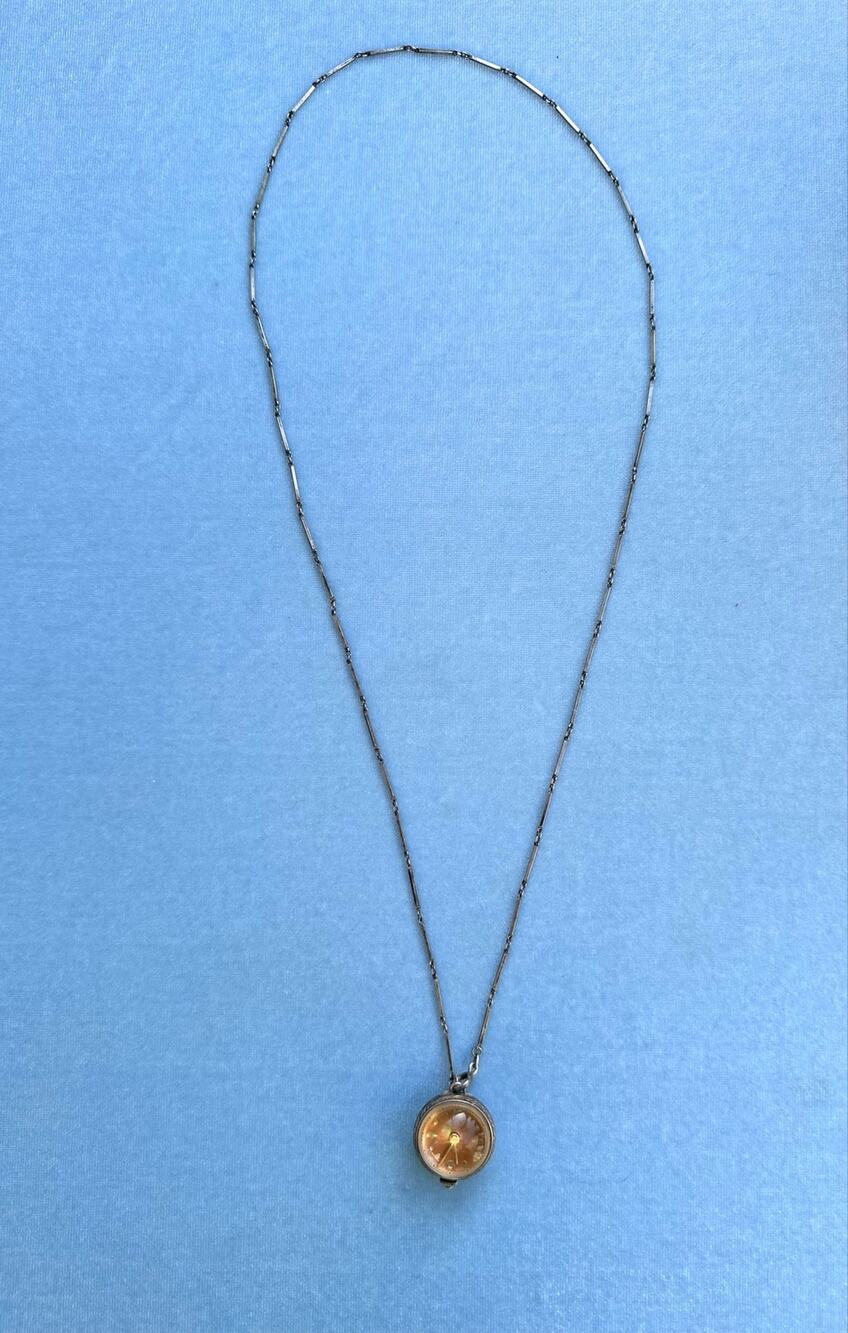 Vintage Bucherer Swiss 800 Silver Ball Bubble Pendant Watch 28” Long Necklace